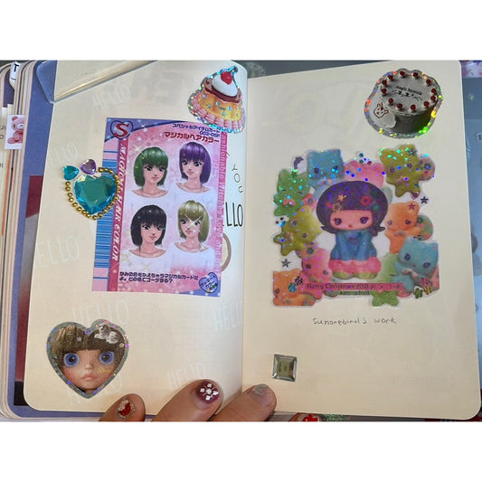 retro dollcore single holographic sticker