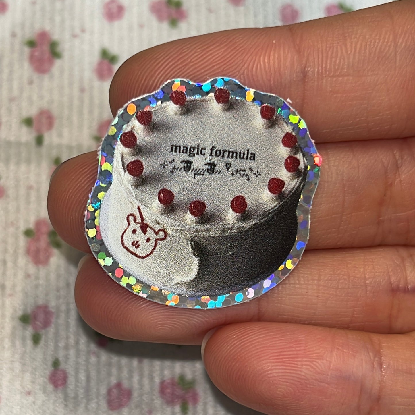 retro dollcore single holographic sticker