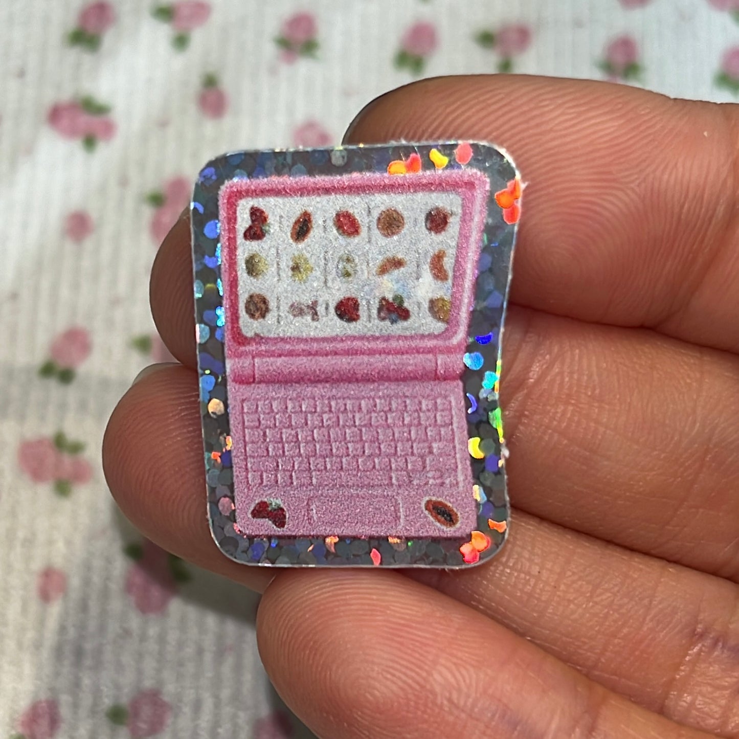 retro dollcore single holographic sticker