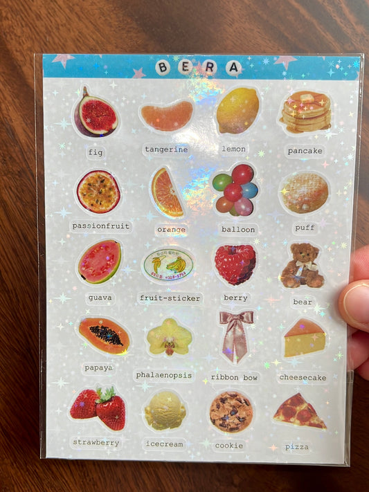 twinkling fruit and trinket stickersheet